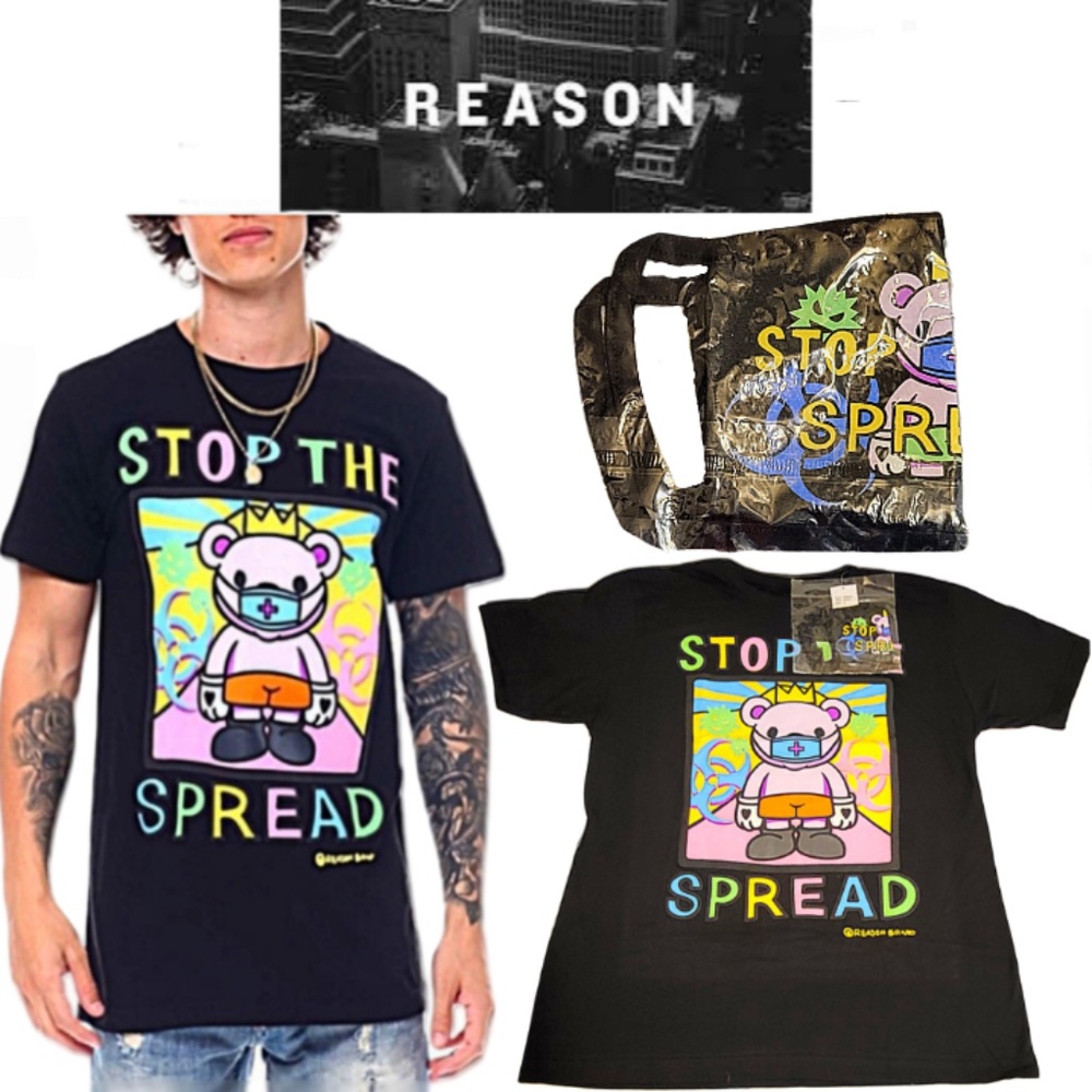 NWT! Reason Clothing Stop The Spread Bear T-Shirt With Mask